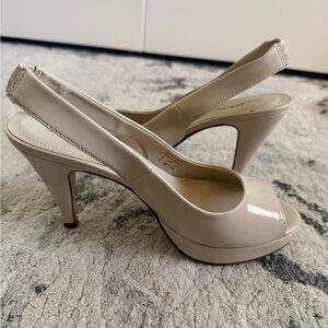 Call It Spring Beige Peep-Toe Heels